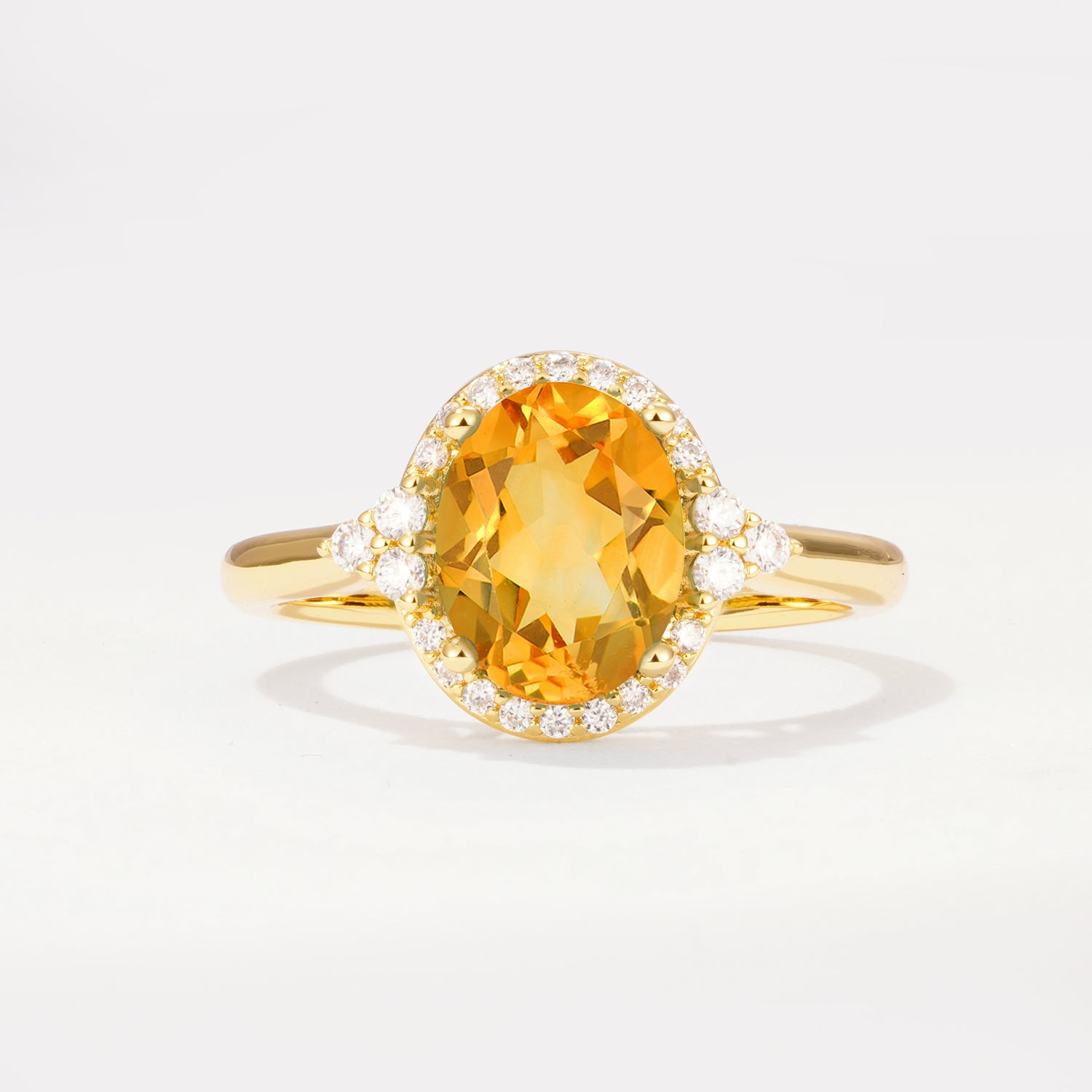 Halo Trillion Accent Oval Cut Citrine Engagement Ring