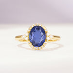 Romantic Oval Cut Full Halo Tanzanite Engagement Ring - Additional view