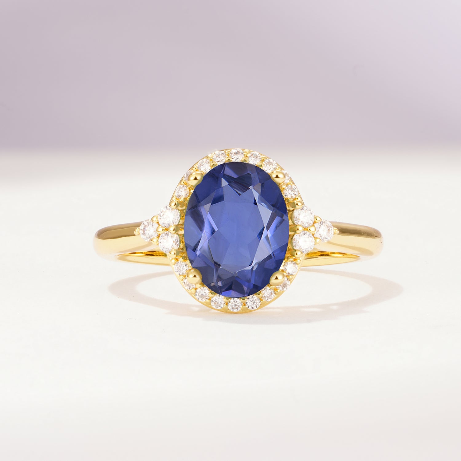 Romantic Oval Cut Full Halo Tanzanite Engagement Ring - Additional view