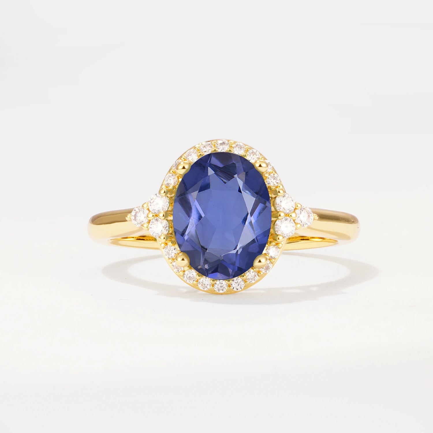 Romantic Oval Cut Full Halo Tanzanite Engagement Ring