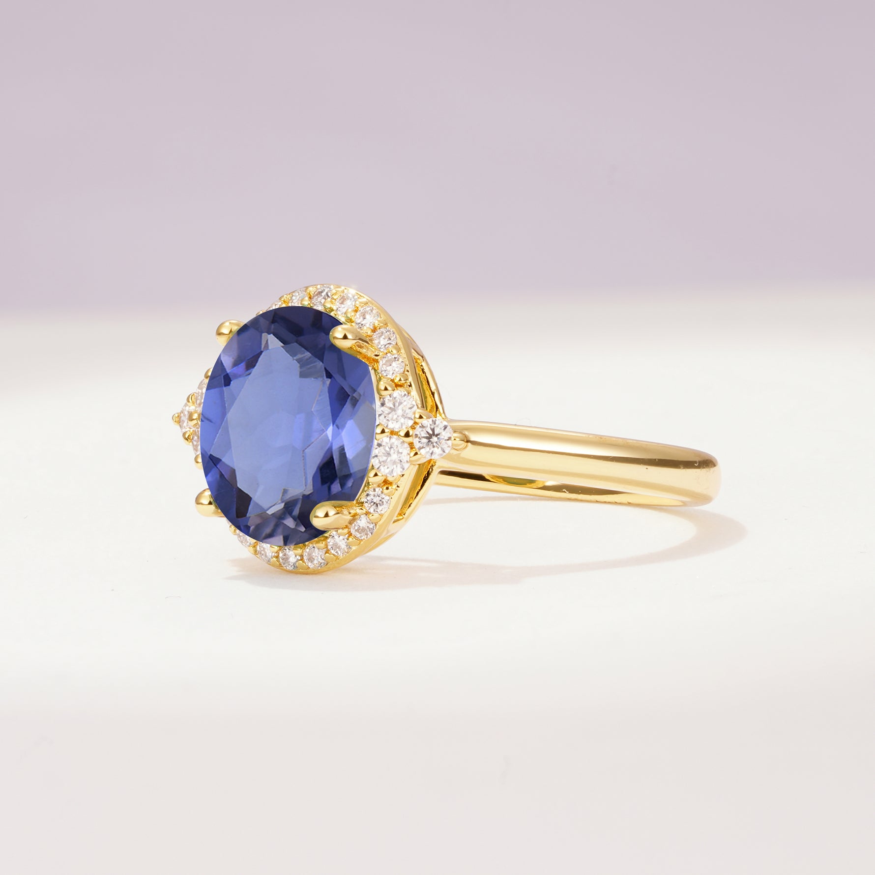 Romantic Oval Cut Full Halo Tanzanite Engagement Ring - Additional view