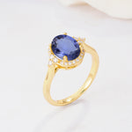 Romantic Oval Cut Full Halo Tanzanite Engagement Ring - Additional view