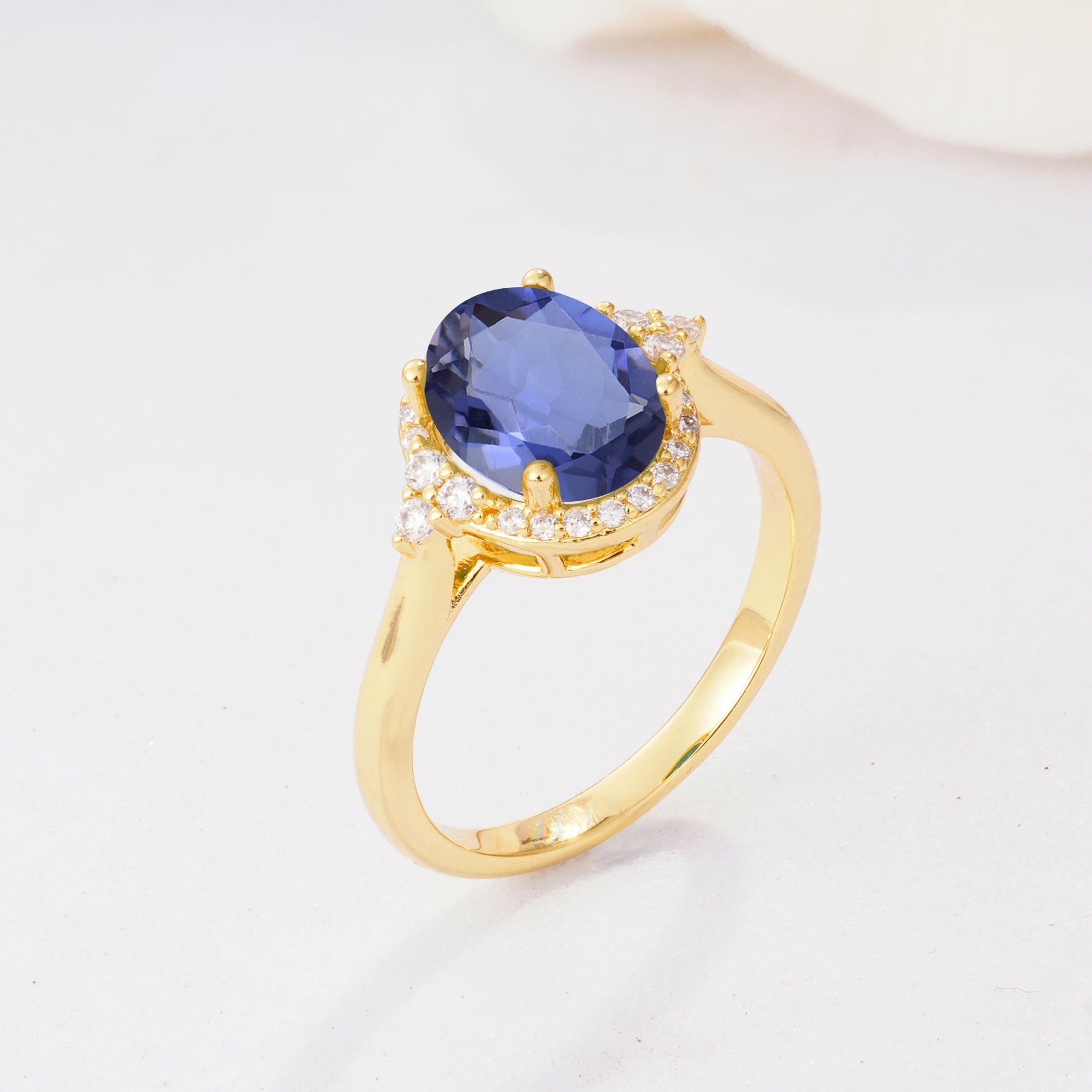 Romantic Oval Cut Full Halo Tanzanite Engagement Ring - Additional view