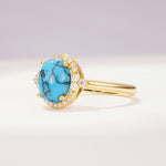 Romantic Oval Cut Full Halo Turquoise Engagement Ring - Additional view