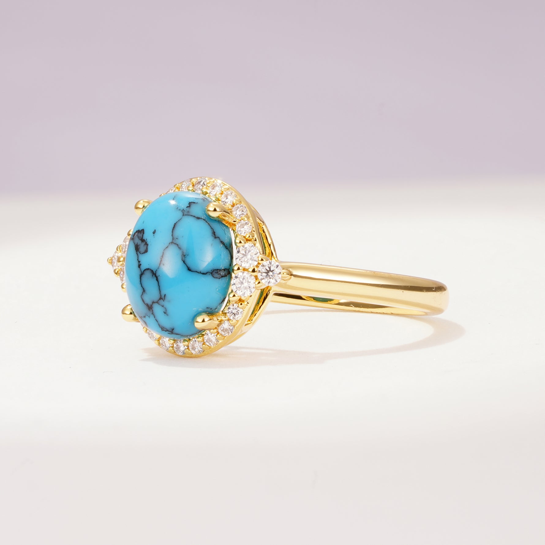 Romantic Oval Cut Full Halo Turquoise Engagement Ring - Additional view