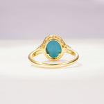 Romantic Oval Cut Full Halo Turquoise Engagement Ring - Additional view