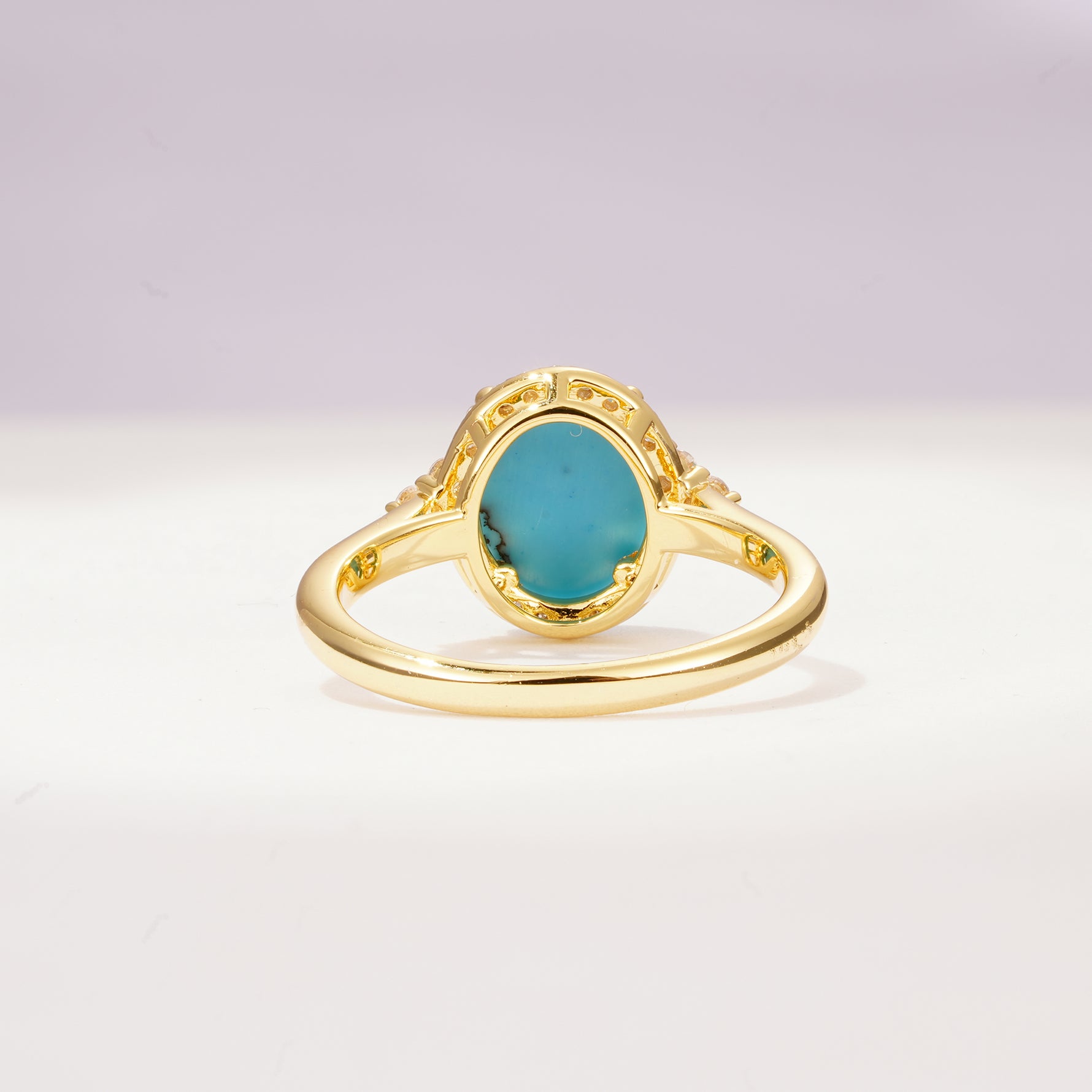 Romantic Oval Cut Full Halo Turquoise Engagement Ring - Additional view