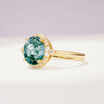 SR09197 Moss Agate Ring - White-Gold