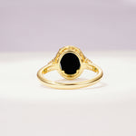 Romantic Oval Cut Full Halo Black Onyx Engagement Ring - Additional view