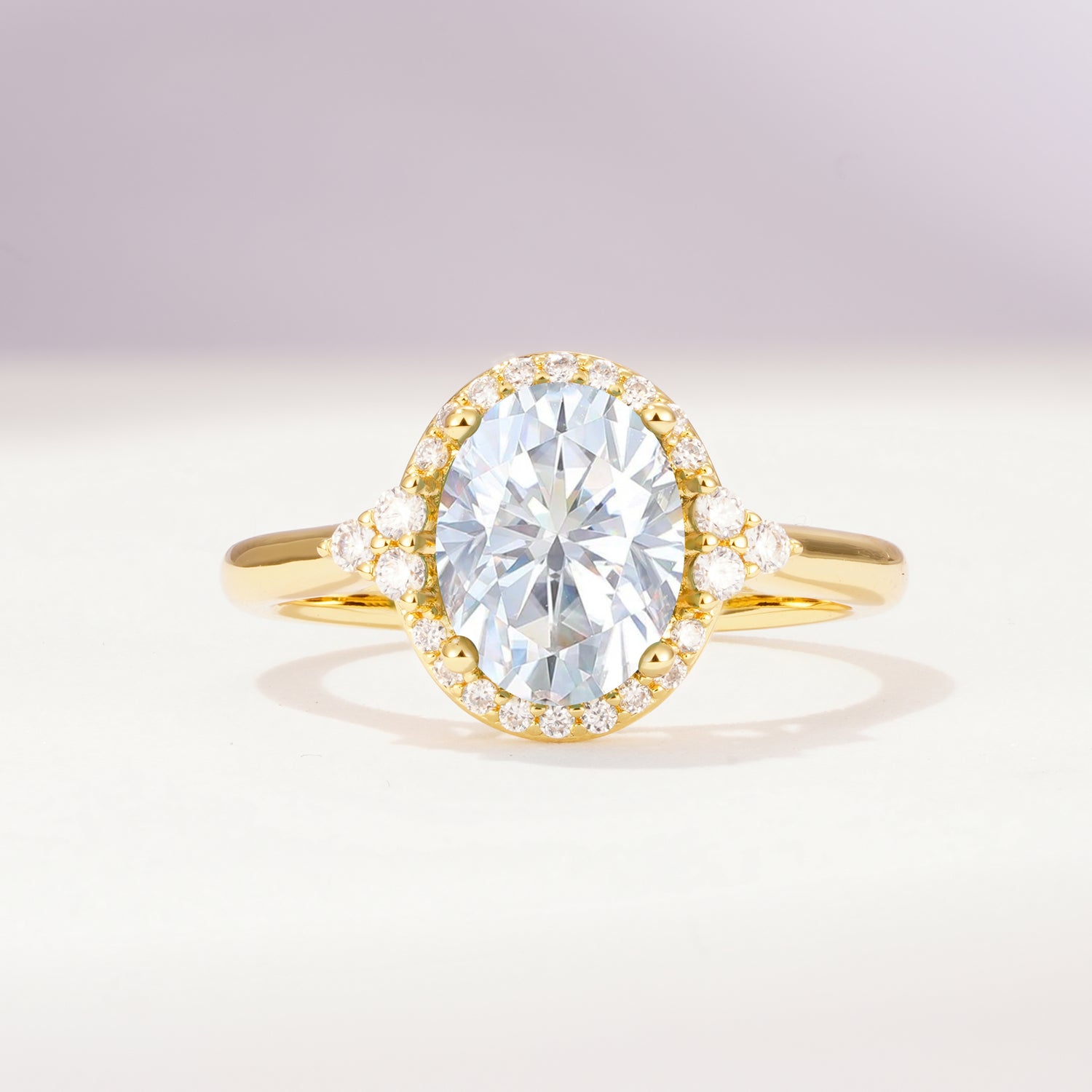Romantic Oval Cut Full Halo Lab Diamond Engagement Ring - Additional view