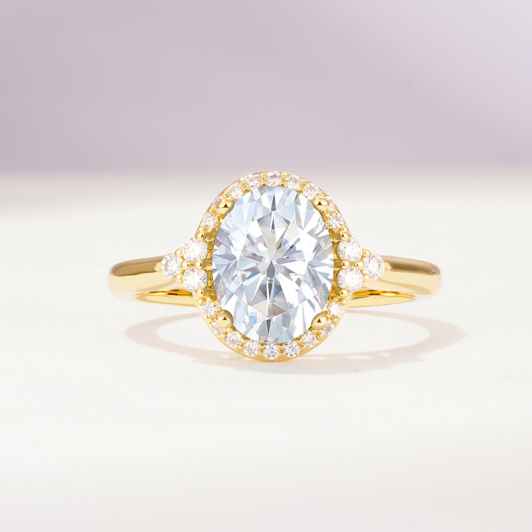 Romantic Oval Cut Full Halo Lab Diamond Engagement Ring - Additional view