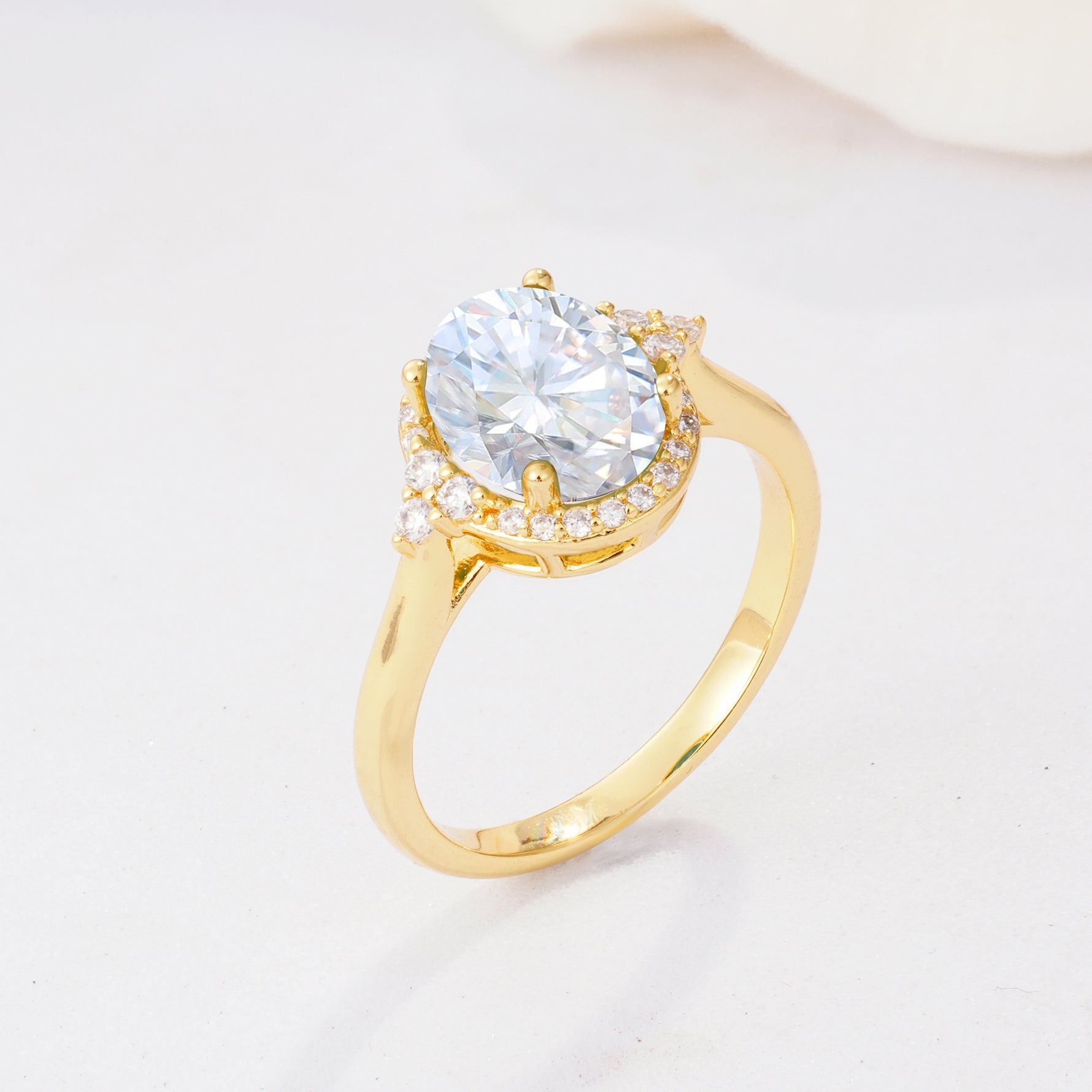 Romantic Oval Cut Full Halo Lab Diamond Engagement Ring - Additional view
