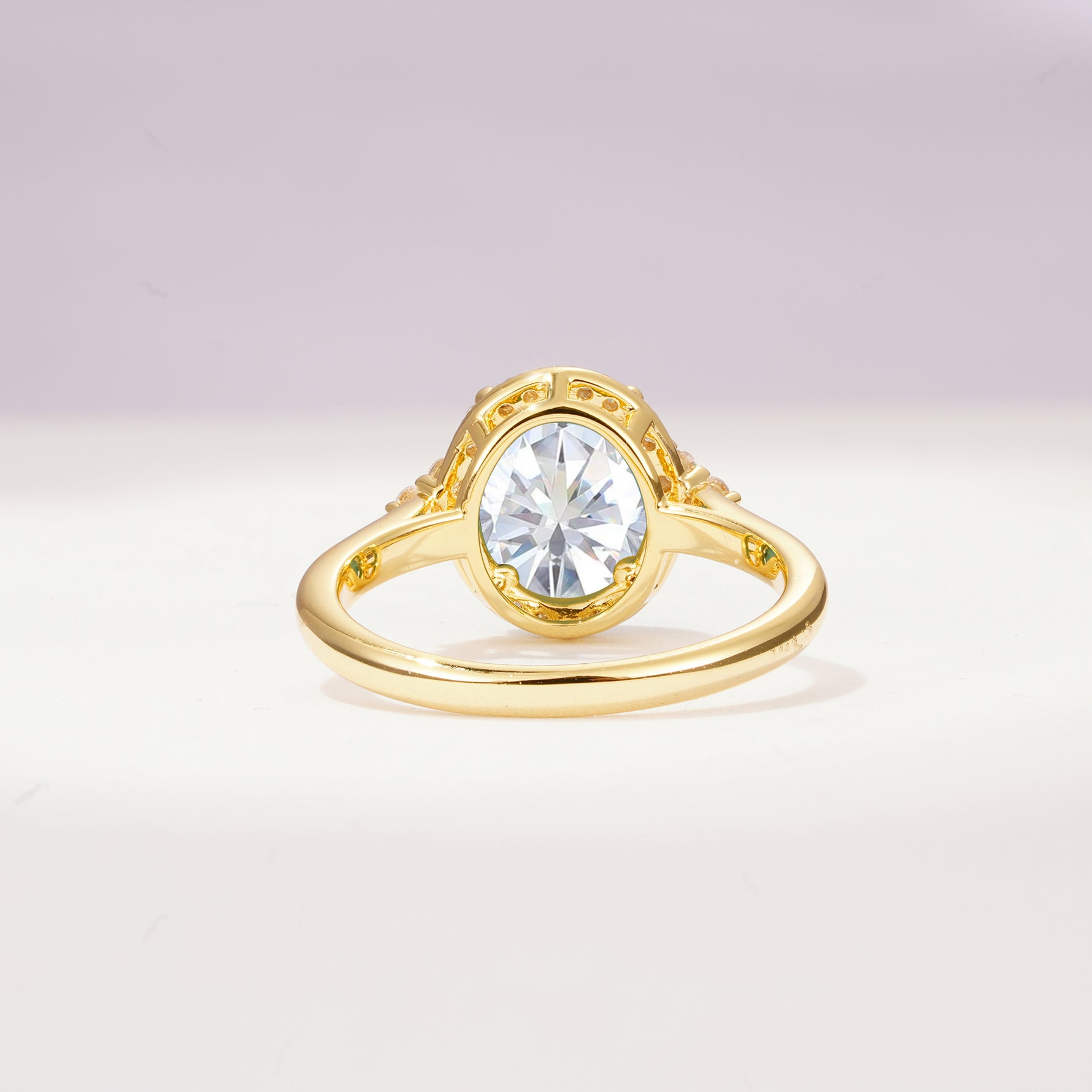 Romantic Oval Cut Full Halo Lab Diamond Engagement Ring - Additional view