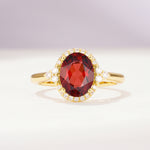 Romantic Oval Cut Full Halo Garnet Engagement Ring - Additional view