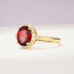 Romantic Oval Cut Full Halo Garnet Engagement Ring - Additional view