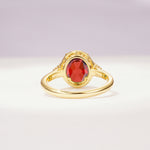 Romantic Oval Cut Full Halo Garnet Engagement Ring - Additional view