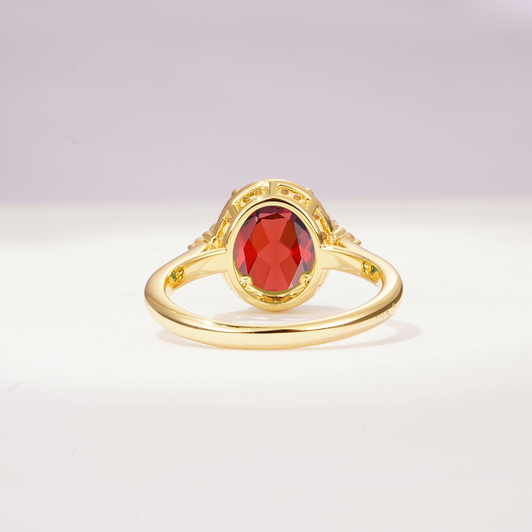 Romantic Oval Cut Full Halo Garnet Engagement Ring - Additional view