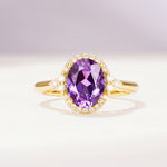 Romantic Oval Cut Full Halo Amethyst Engagement Ring - Additional view