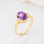 Romantic Oval Cut Full Halo Amethyst Engagement Ring - Additional view