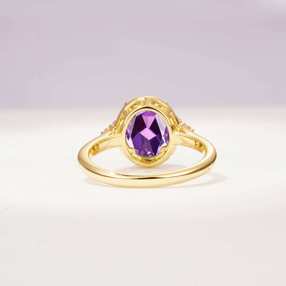 Romantic Oval Cut Full Halo Amethyst Engagement Ring - Additional view
