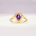 Romantic Oval Cut Full Halo Amethyst Engagement Ring - Additional view