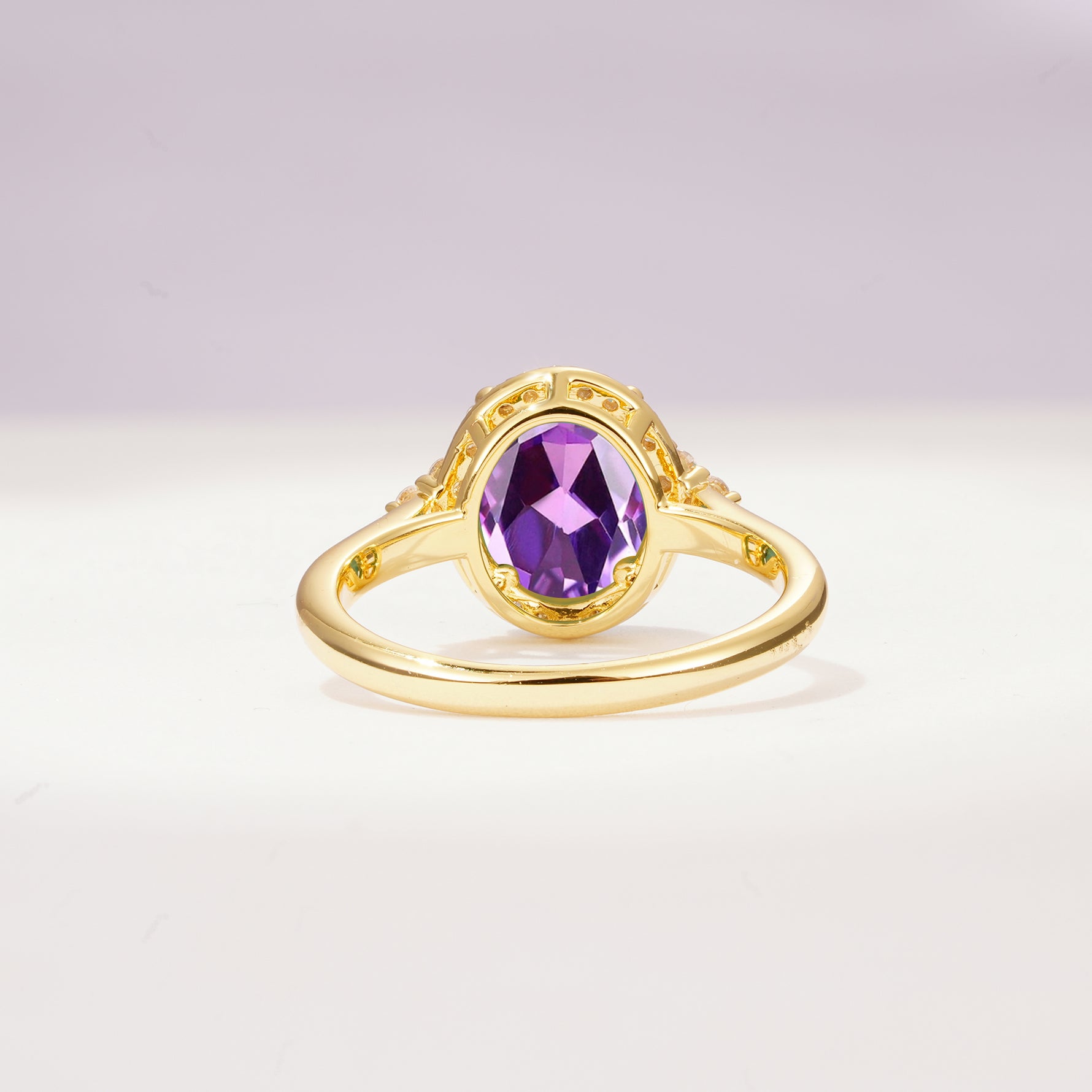Romantic Oval Cut Full Halo Amethyst Engagement Ring - Additional view