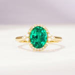 Romantic Oval Cut Full Halo Emerald Engagement Ring - Additional view