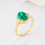 Romantic Oval Cut Full Halo Emerald Engagement Ring - Additional view