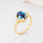 Romantic Oval Cut Full Halo Alexandrite Engagement Ring - Additional view