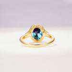 Romantic Oval Cut Full Halo Alexandrite Engagement Ring - Additional view