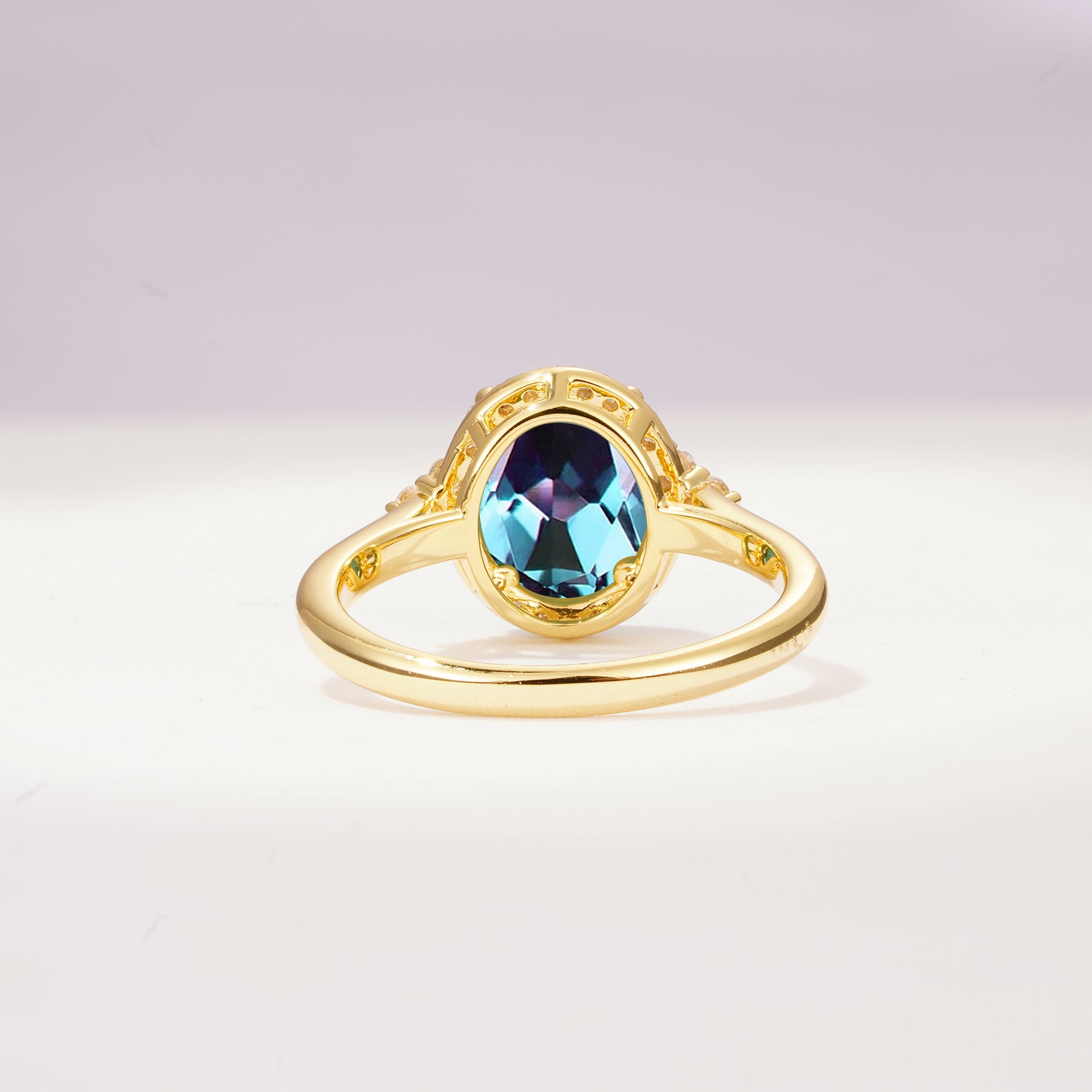 Romantic Oval Cut Full Halo Alexandrite Engagement Ring - Additional view