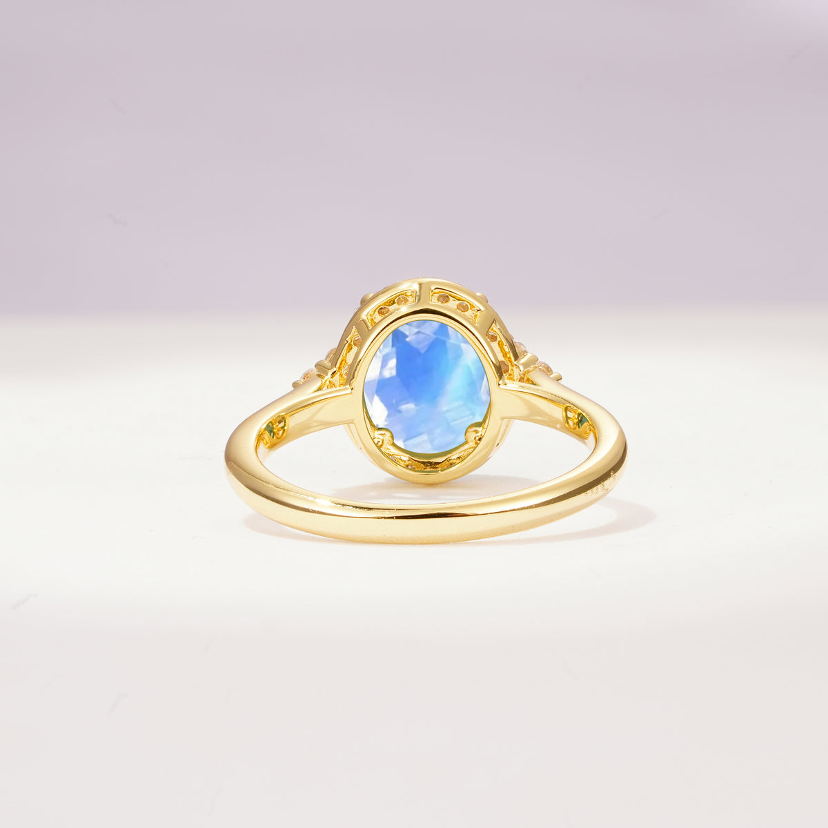 Romantic Oval Cut Full Halo Moonstone Engagement Ring - Additional view