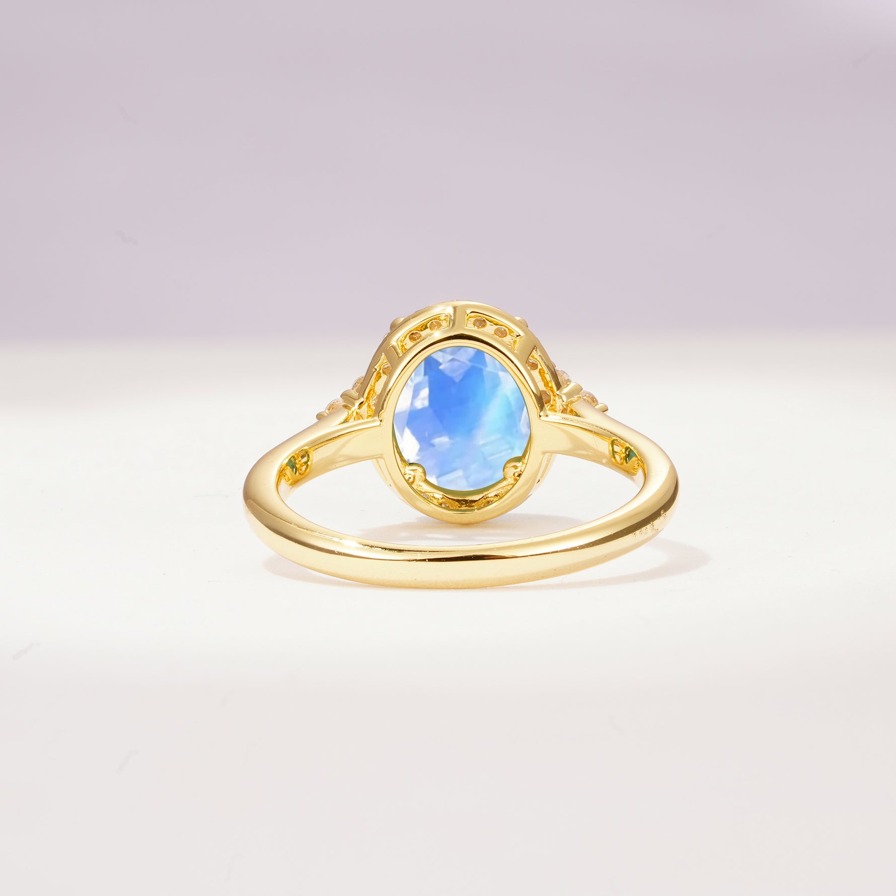 Romantic Oval Cut Full Halo Moonstone Engagement Ring - Additional view