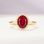 Romantic Oval Cut Full Halo Ruby Engagement Ring - Additional view