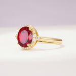 Romantic Oval Cut Full Halo Ruby Engagement Ring - Additional view