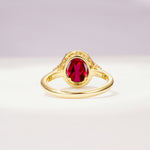 Romantic Oval Cut Full Halo Ruby Engagement Ring - Additional view