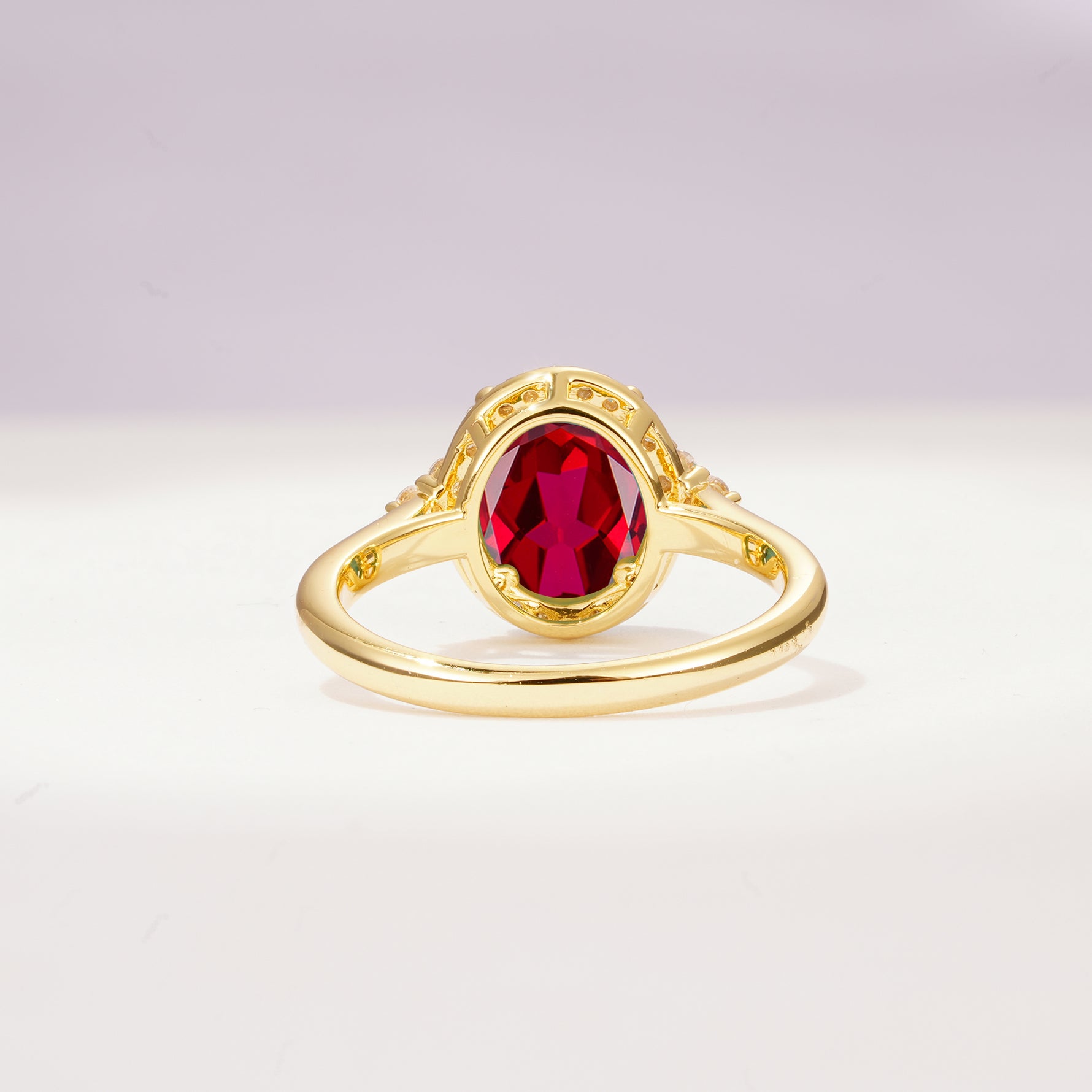 Romantic Oval Cut Full Halo Ruby Engagement Ring - Additional view