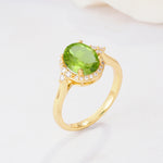 Romantic Oval Cut Full Halo Peridot Engagement Ring - Additional view
