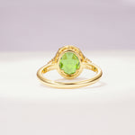 Romantic Oval Cut Full Halo Peridot Engagement Ring - Additional view