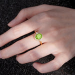 Romantic Oval Cut Full Halo Peridot Engagement Ring - Additional view
