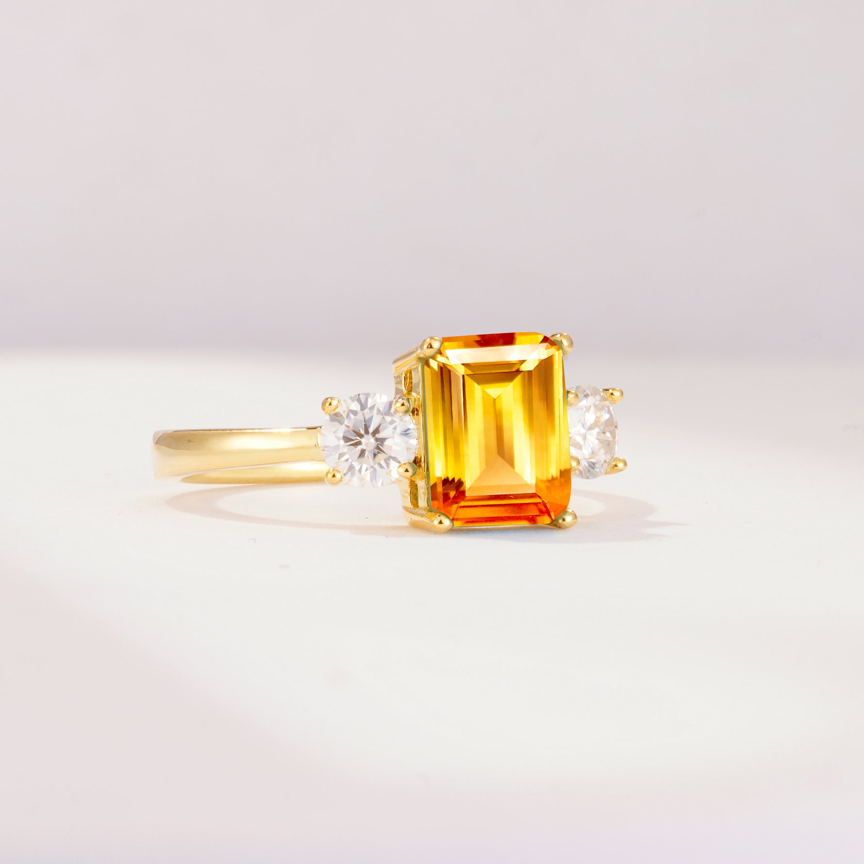 SR09241 Citrine Ring - White-Gold