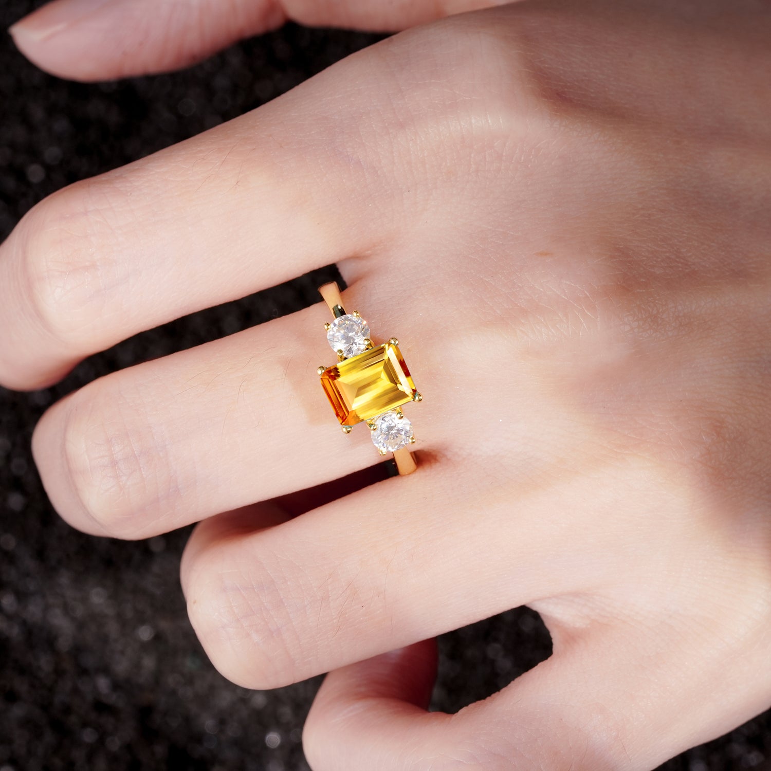 SR09241 Citrine Ring - Rose-Gold