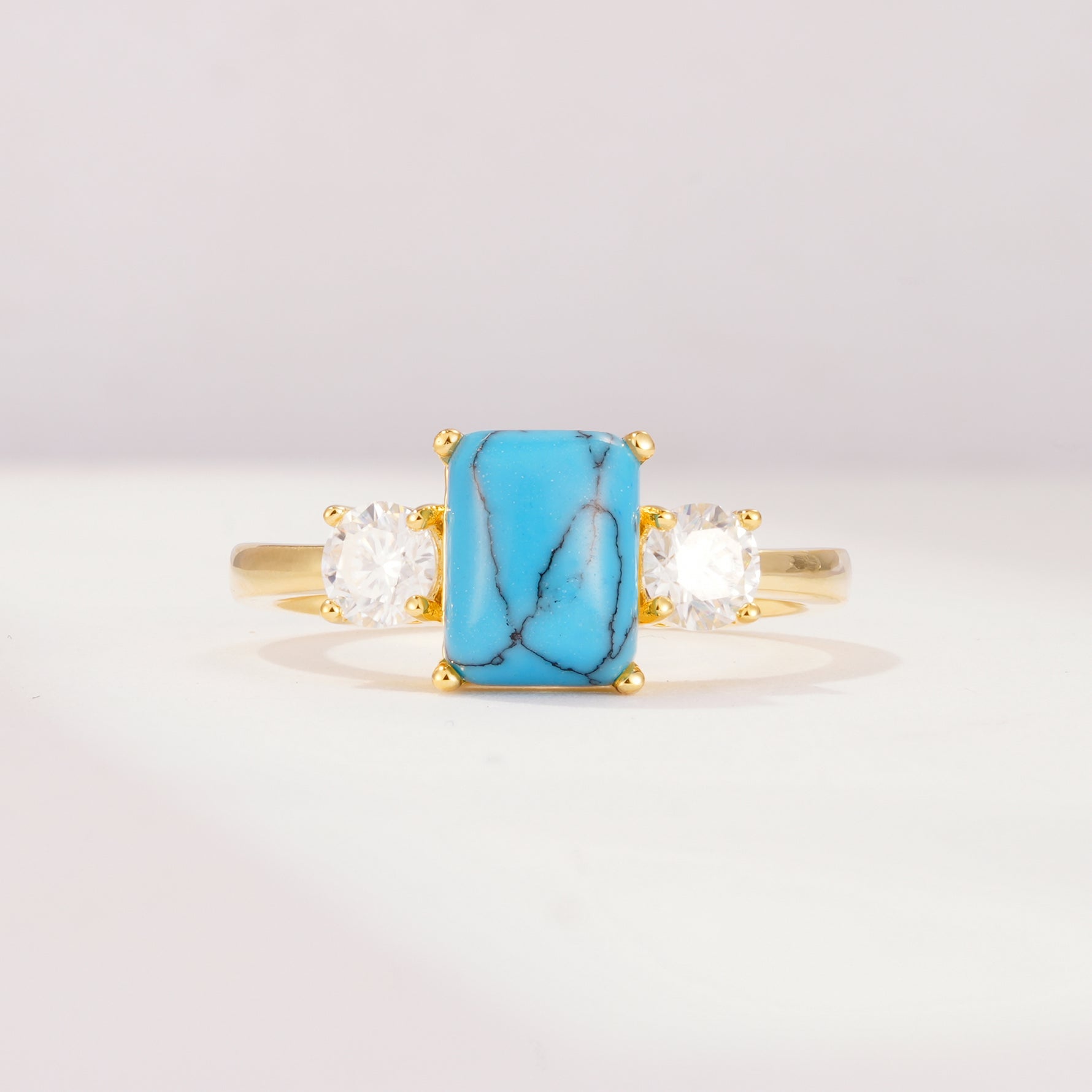 SR09241 Turquoise Ring - Yellow-Gold