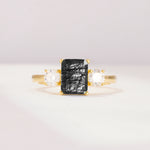 SR09241 Black Rutilated Quartz Ring - Yellow-Gold