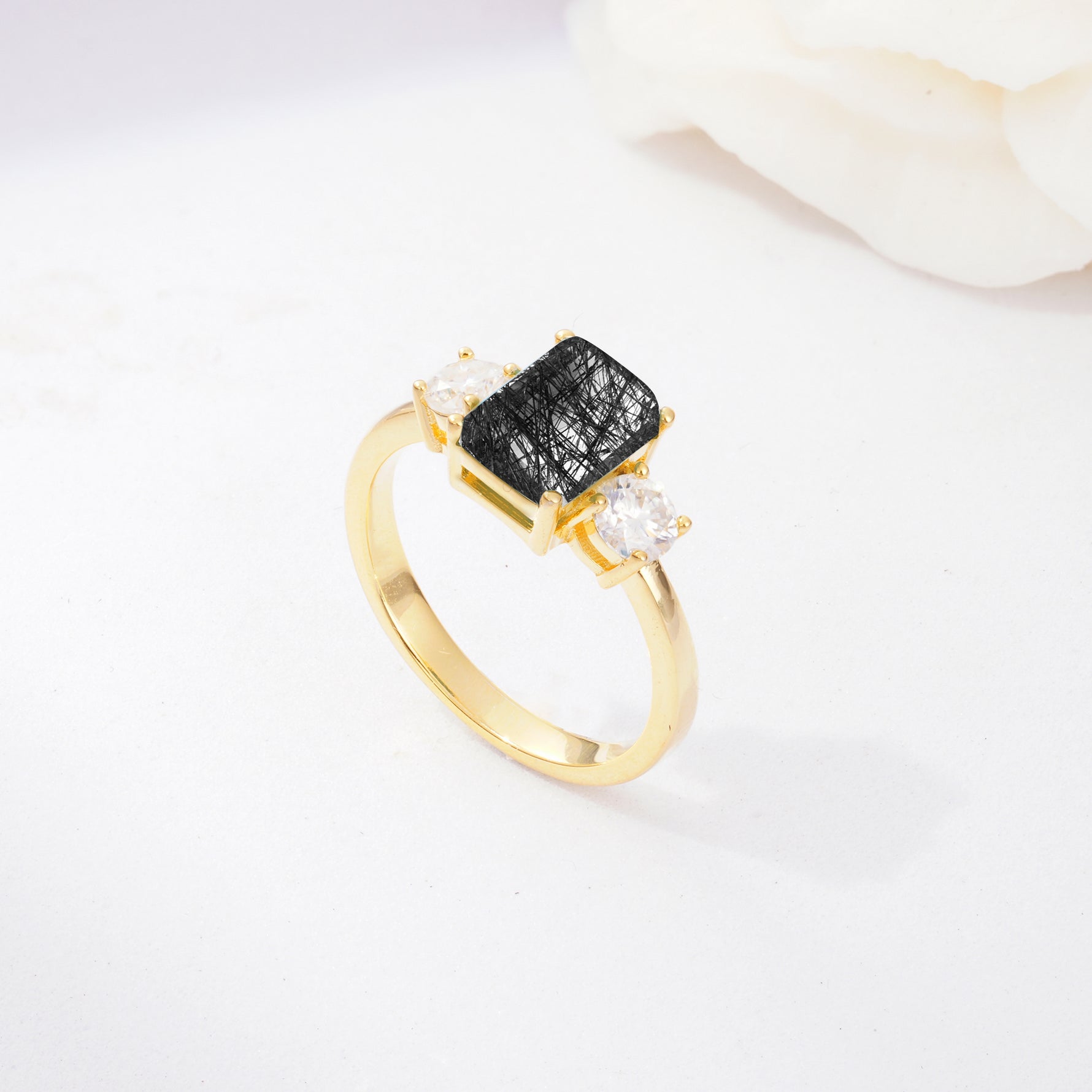 SR09241 Black Rutilated Quartz Ring - Additional view