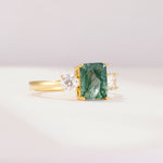 SR09241 Moss Agate Ring - White-Gold
