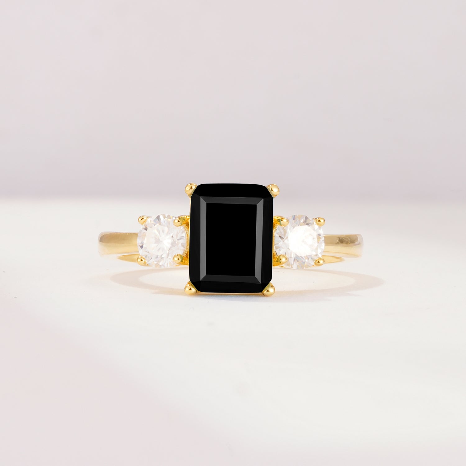 SR09241 Black Onyx Ring - Yellow-Gold