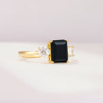 SR09241 Black Onyx Ring - White-Gold