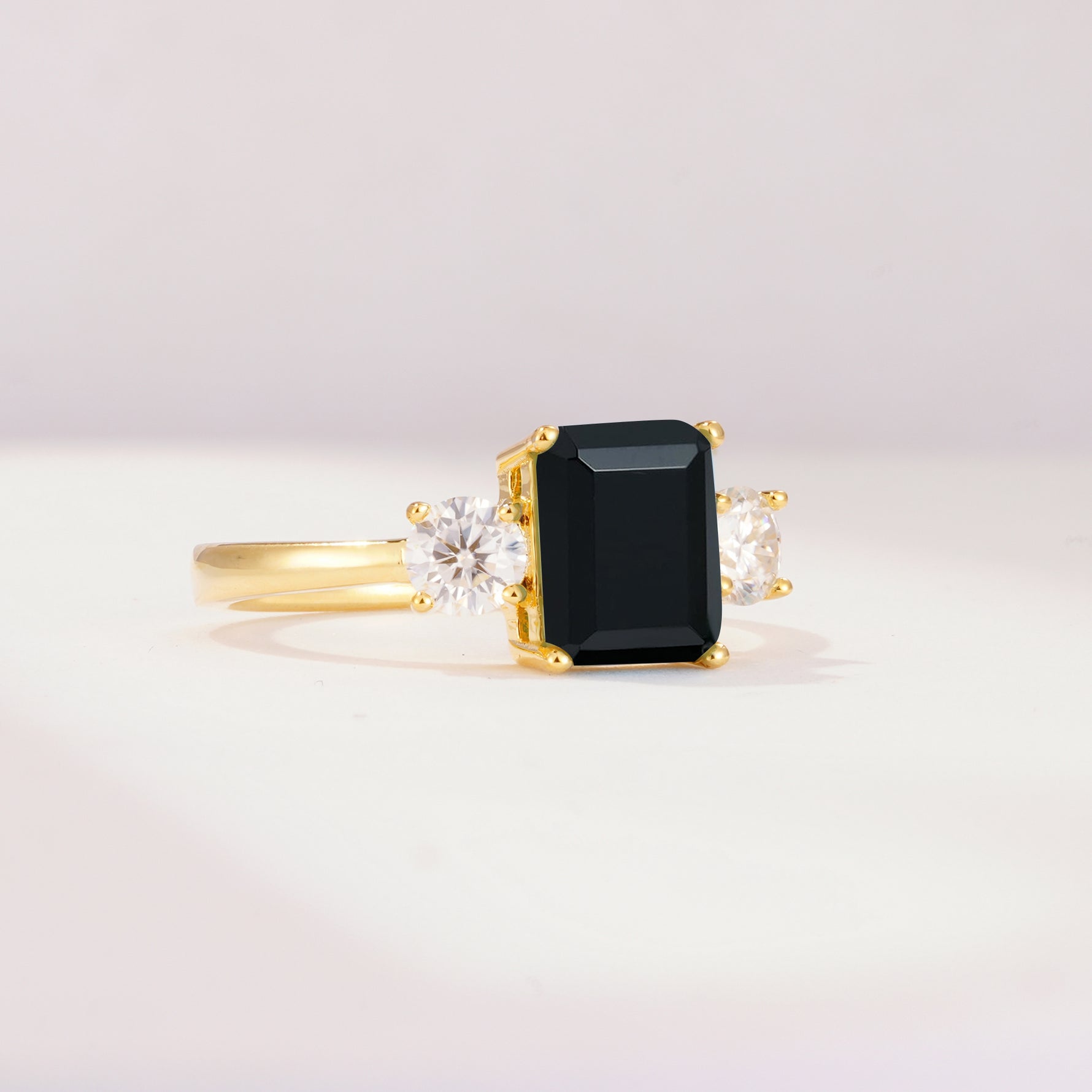 SR09241 Black Onyx Ring - White-Gold