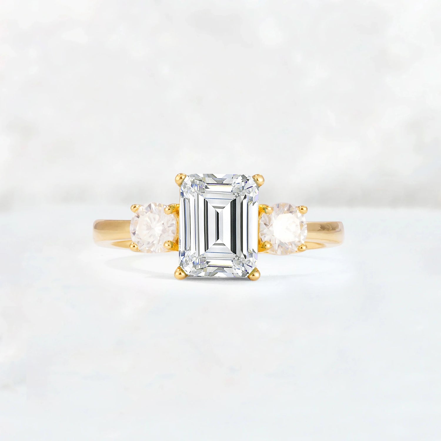 Emerald Cut Three Stone Lab Diamond  Engagement Ring Anniversary Jewelry Gift